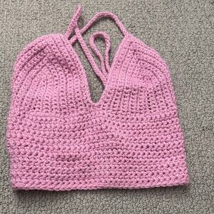 Pink Crochet Halter Top